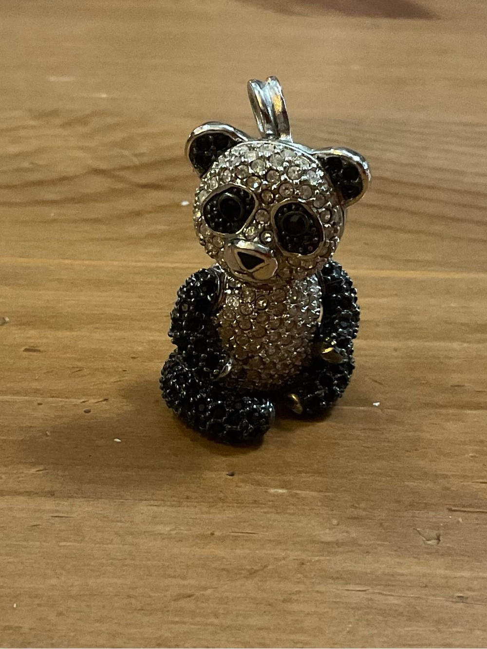 Butler Wilson:Panda Brooch/Pin pendant combo with moveable/joined arms and legs.